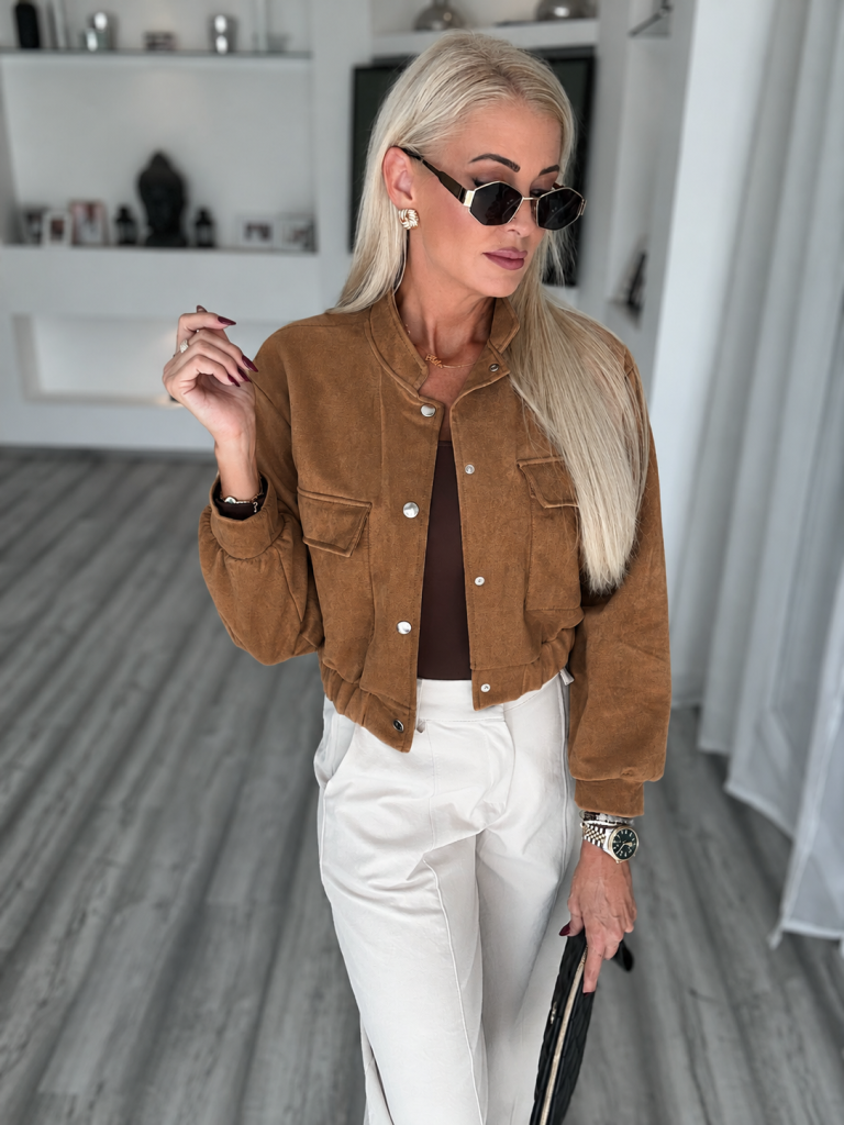 BELMONT velur hatású kabátka camel