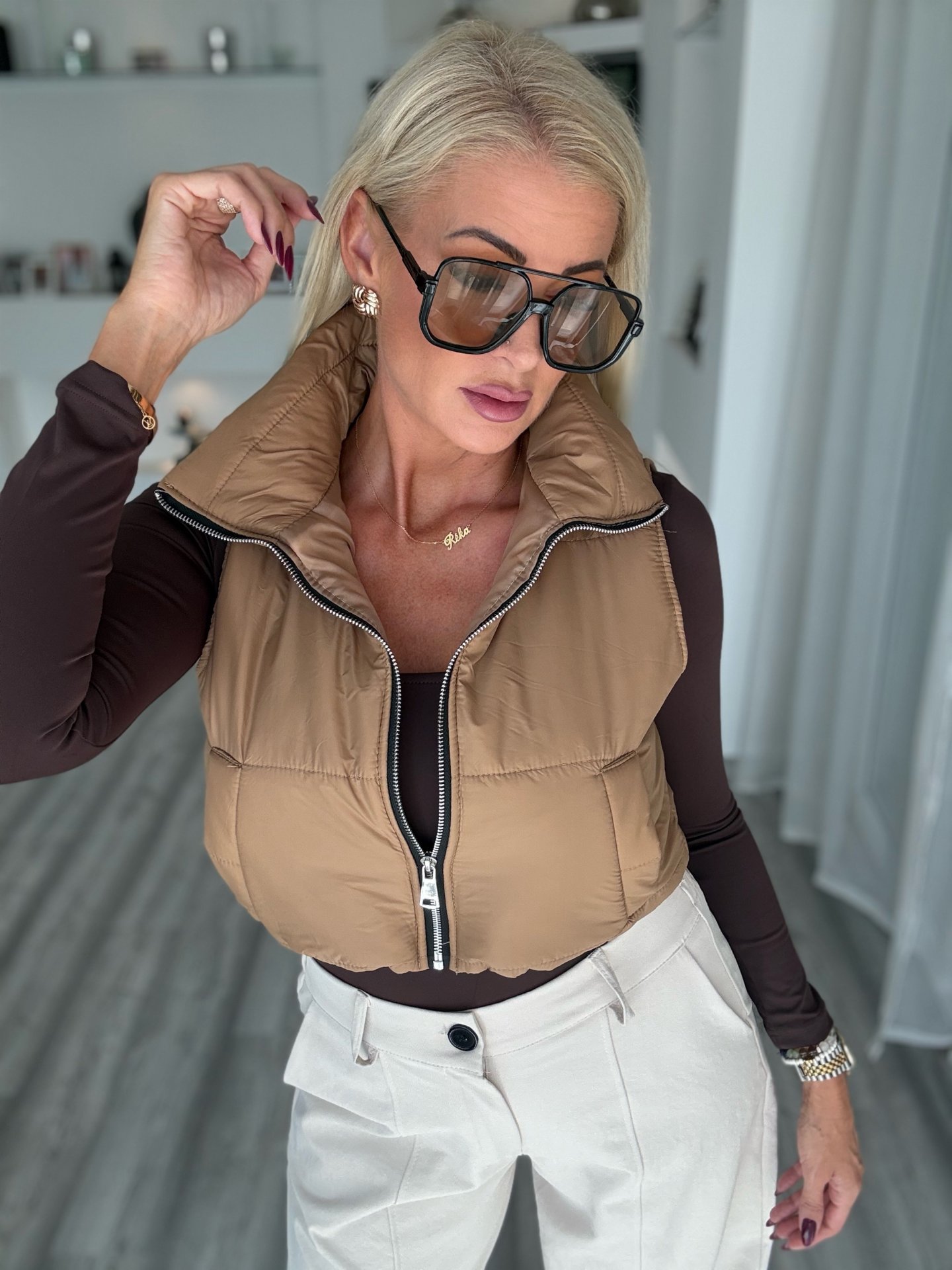 BROOKLYN rövid mellény camel 