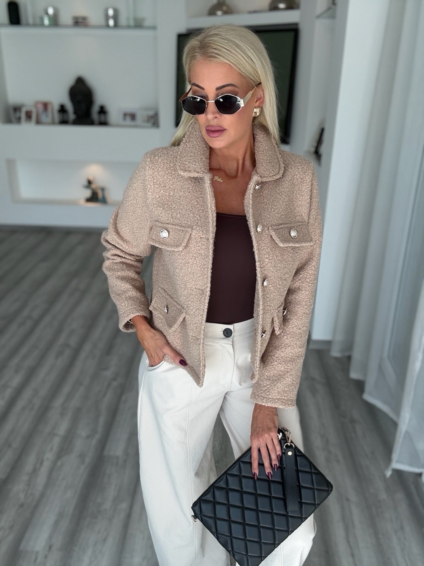 COCO tweed kabát bézs