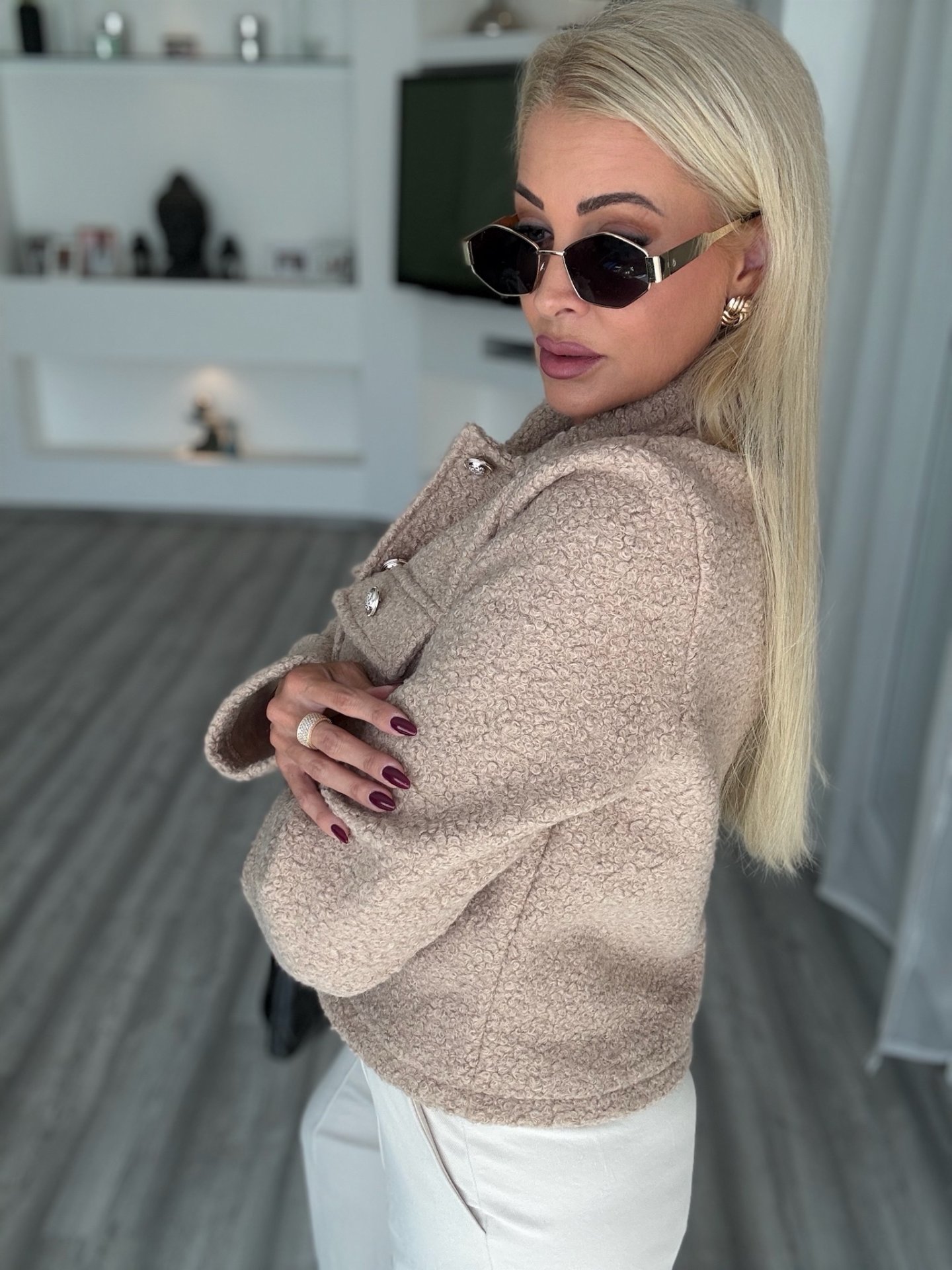 COCO tweed kabát bézs