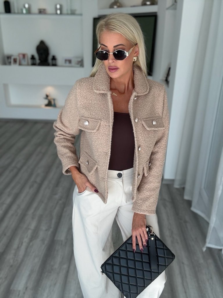 COCO tweed kabát bézs