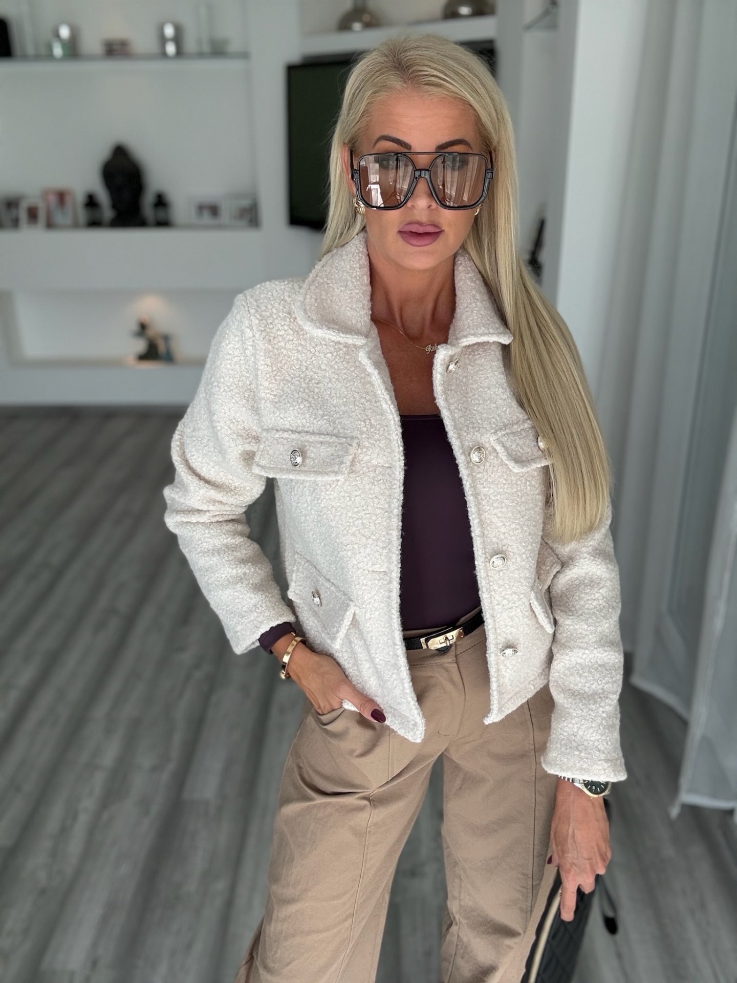 COCO tweed kabát fehér
