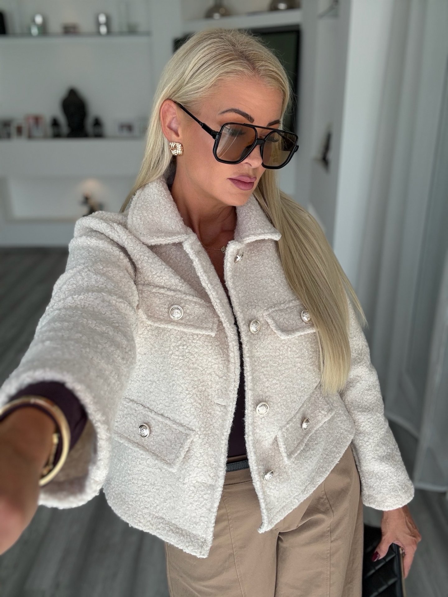 COCO tweed kabát fehér