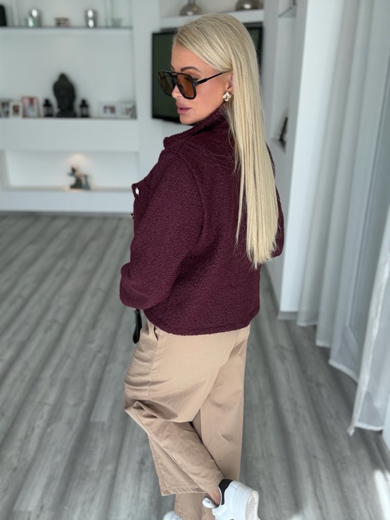 COCO tweed kabát bordó