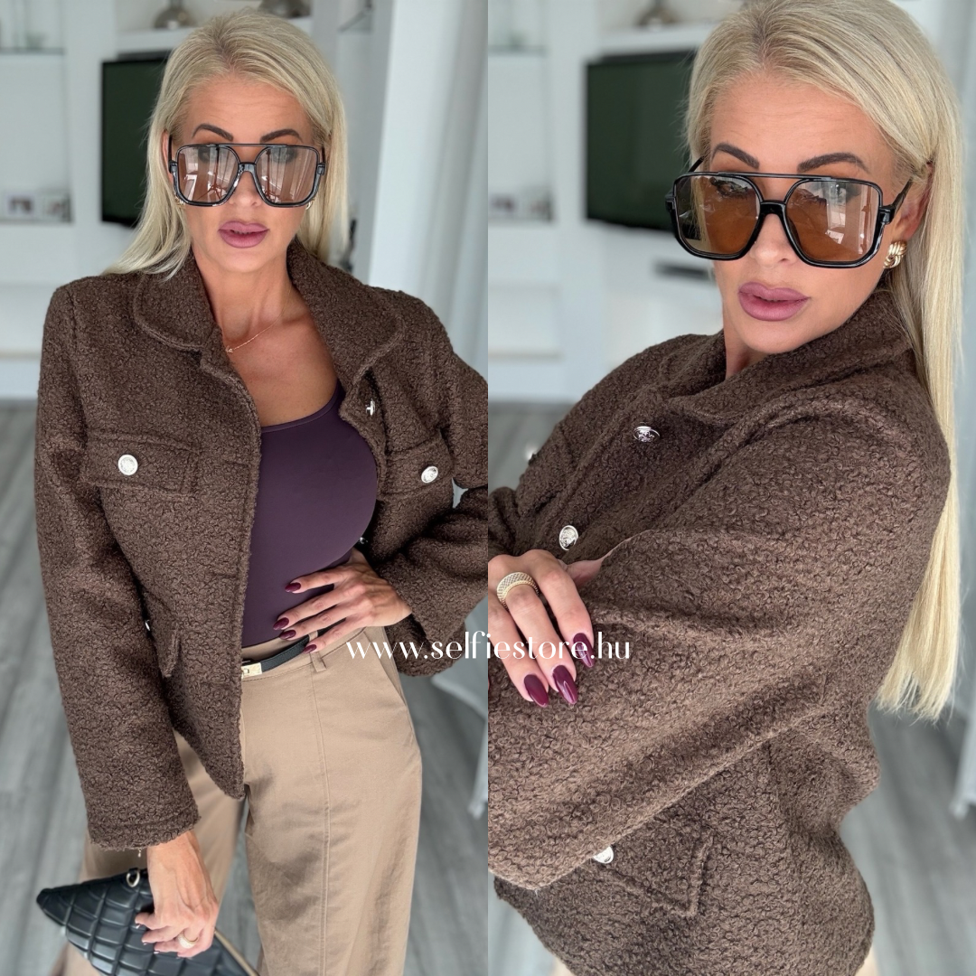 COCO tweed kabát csokoládé