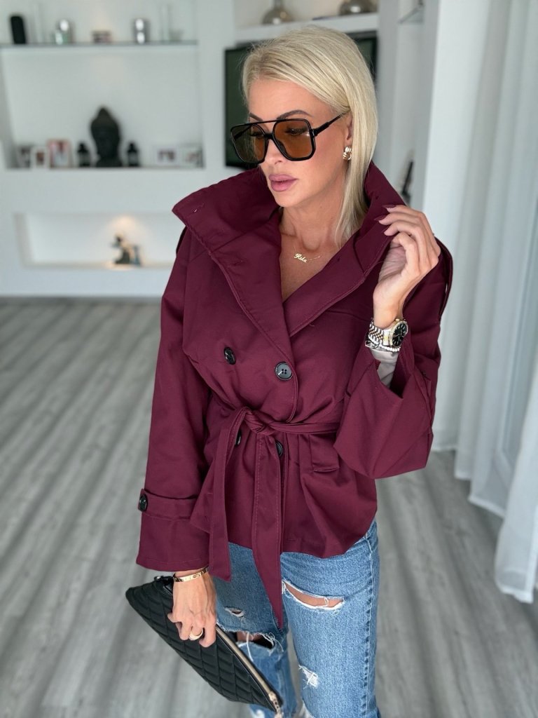 CHELSEA trench kabátka bordó