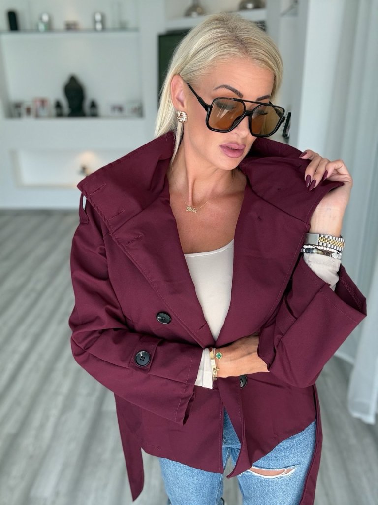 CHELSEA trench kabátka bordó