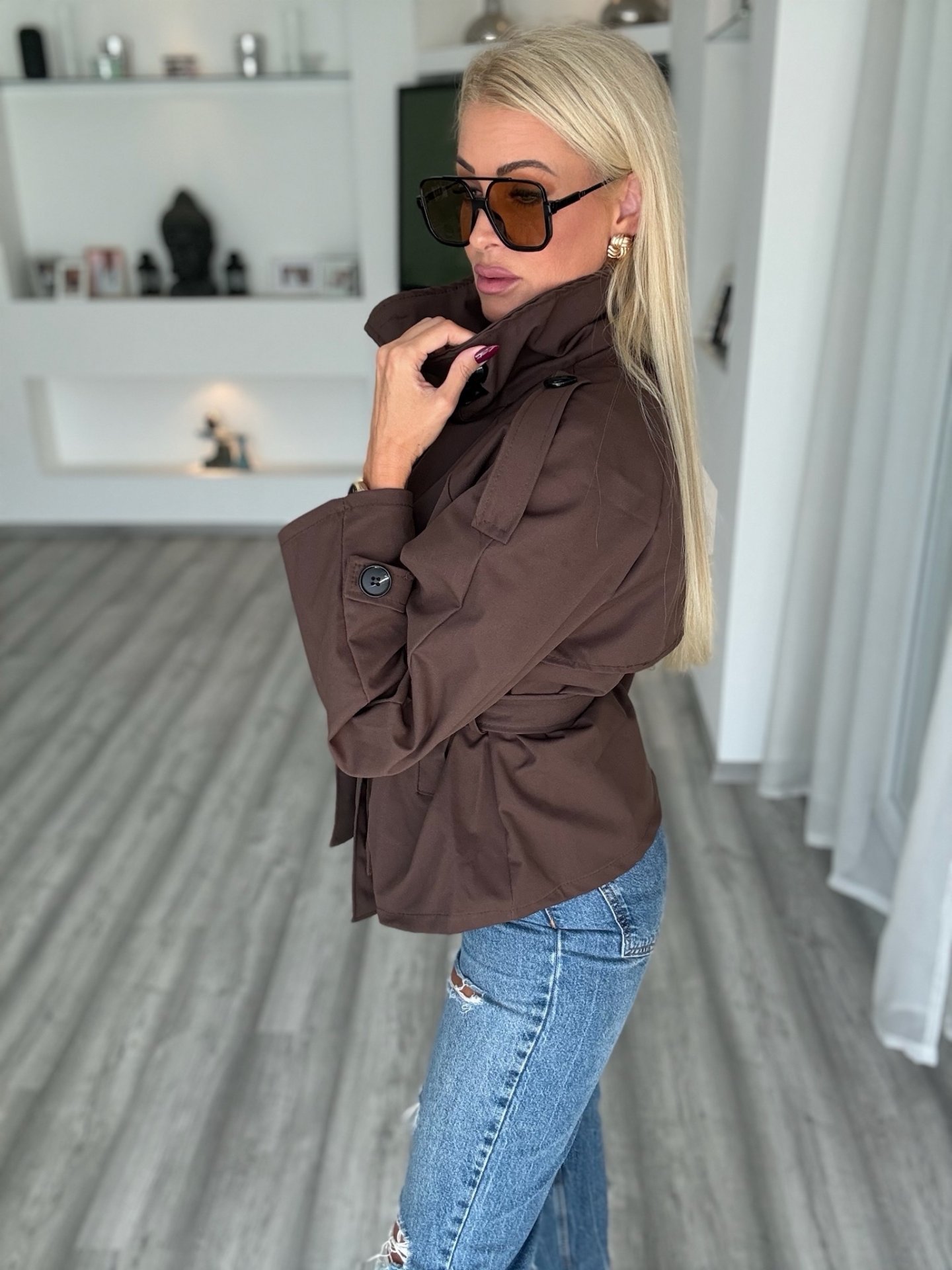 CHELSEA trench kabátka csokoládé