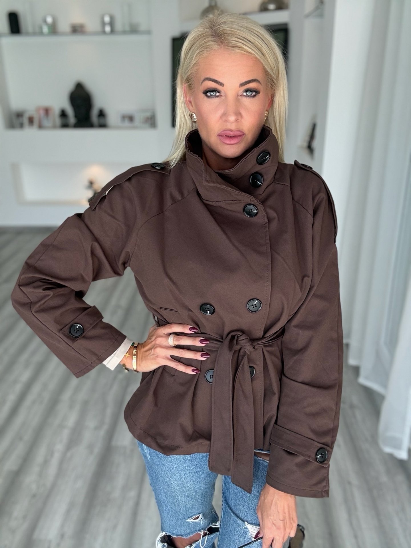 CHELSEA trench kabátka csokoládé