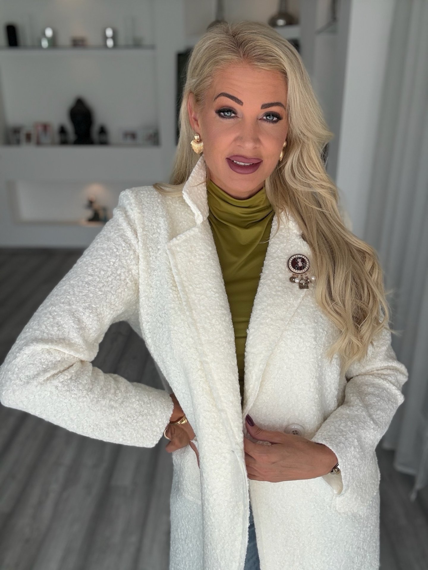 ELORA Teddy átmeneti kabi tört fehér 