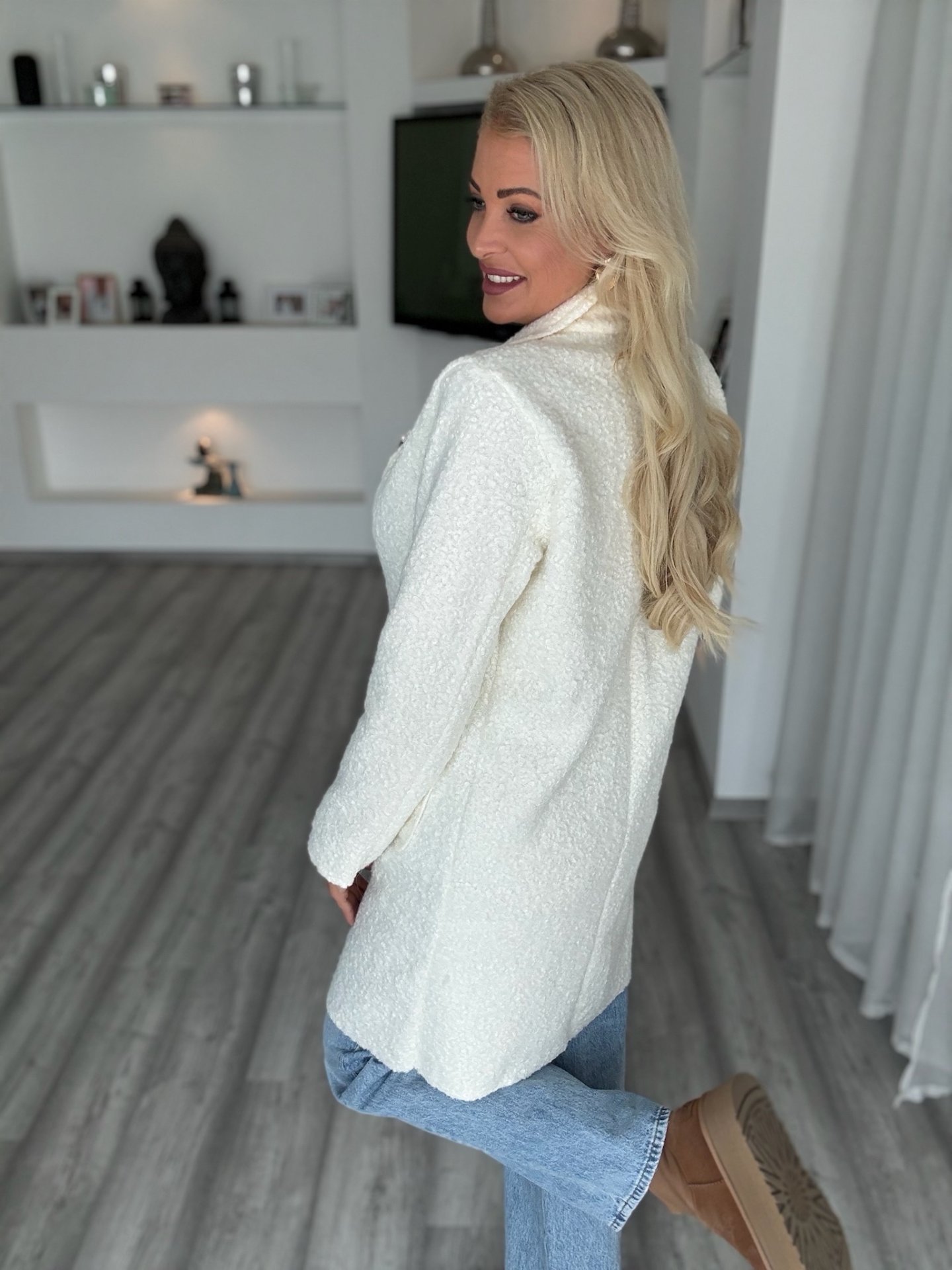 ELORA Teddy átmeneti kabi tört fehér 