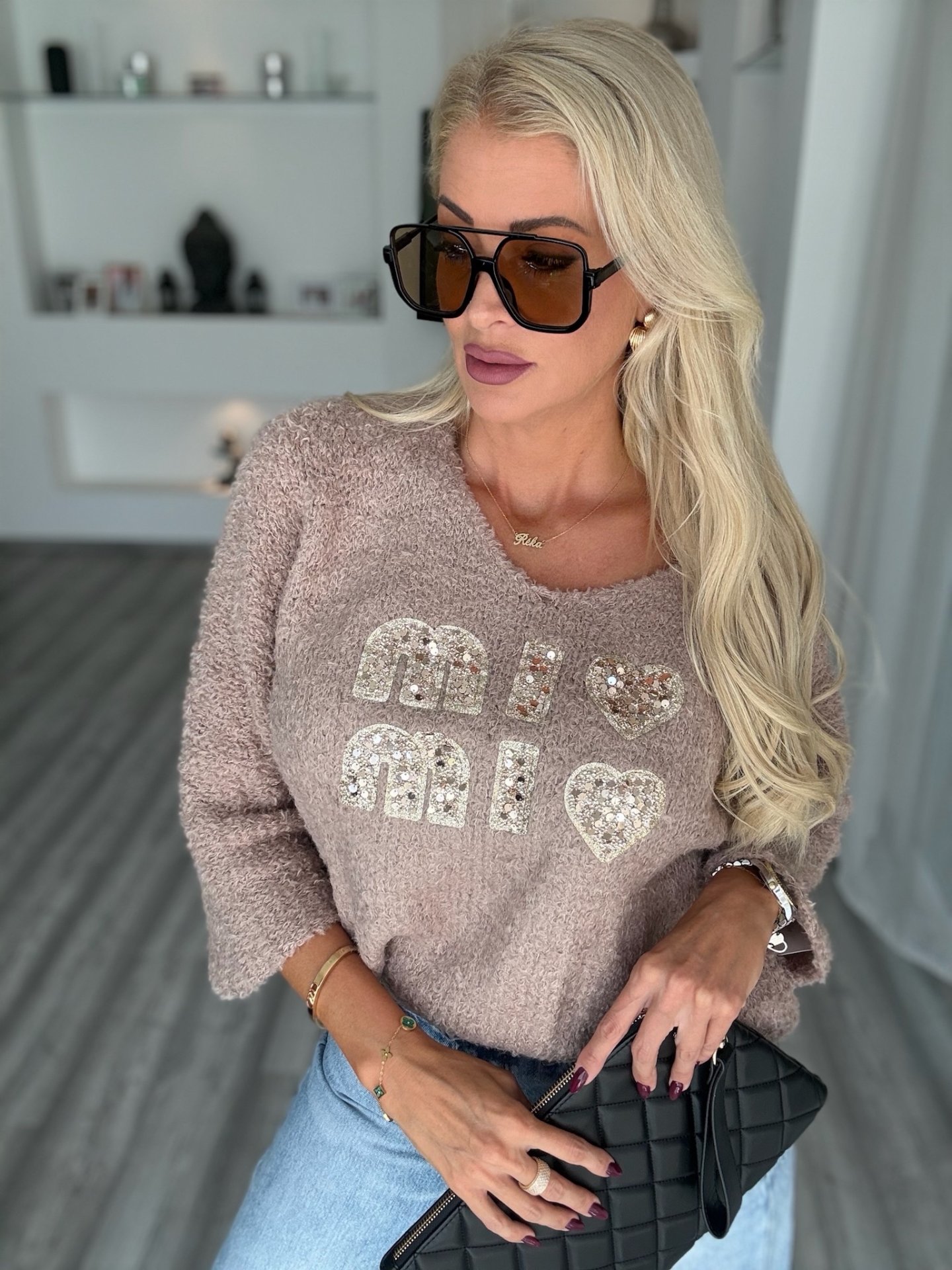 MIU pulcsi taupe