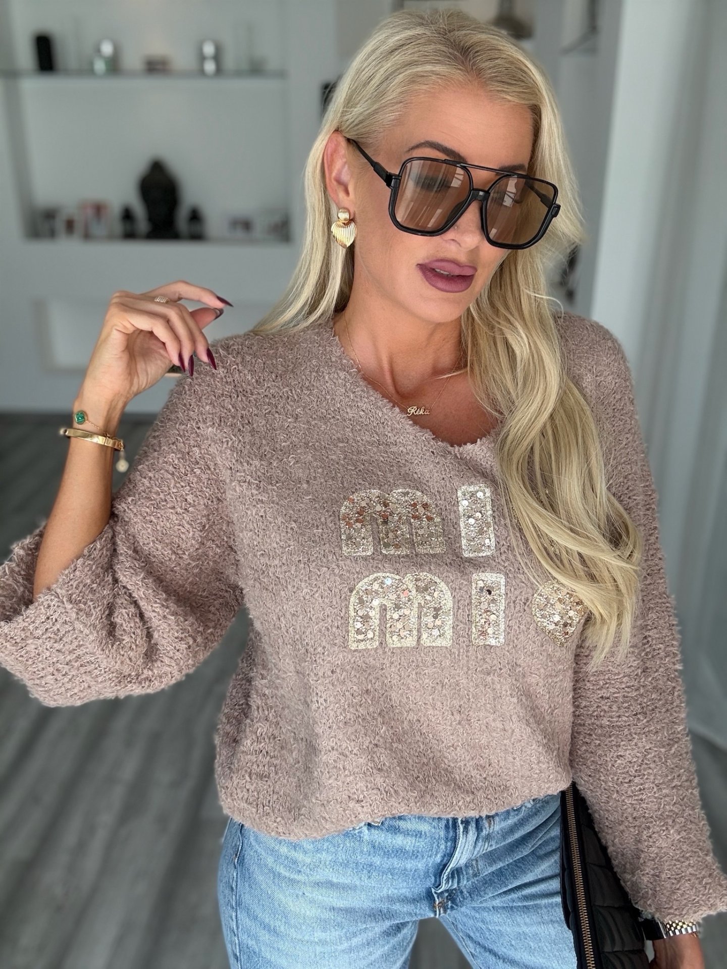 MIU pulcsi taupe