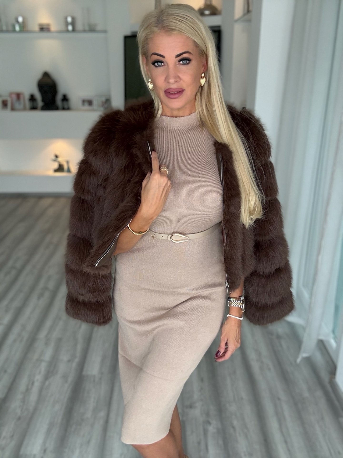 BELLAMY kötött ruha barna  C5007