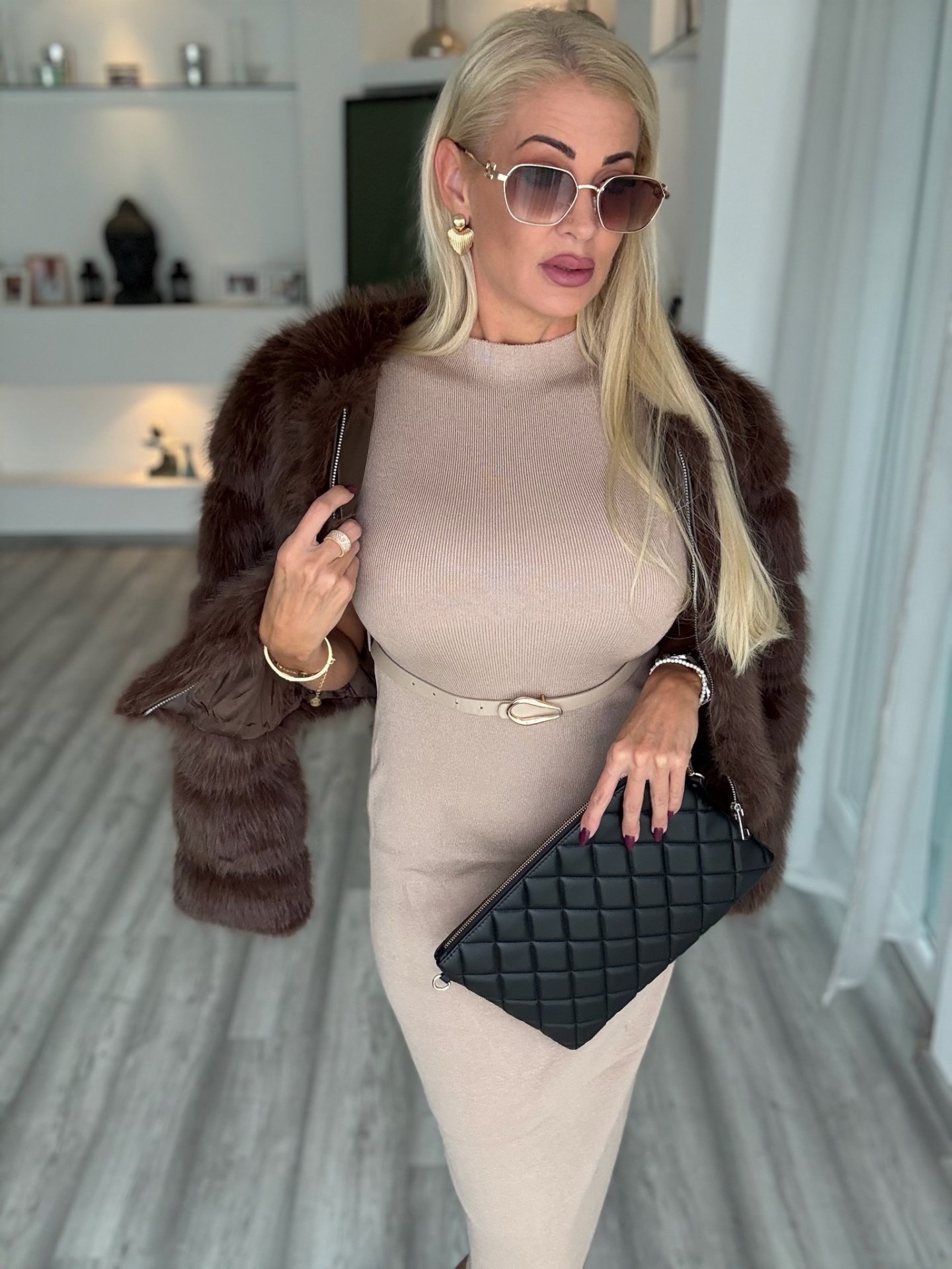 BELLAMY kötött ruha barna  C5007