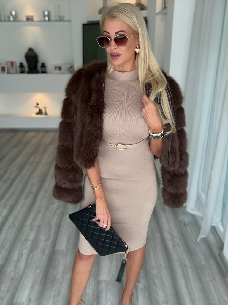 BELLAMY kötött ruha barna  C5007