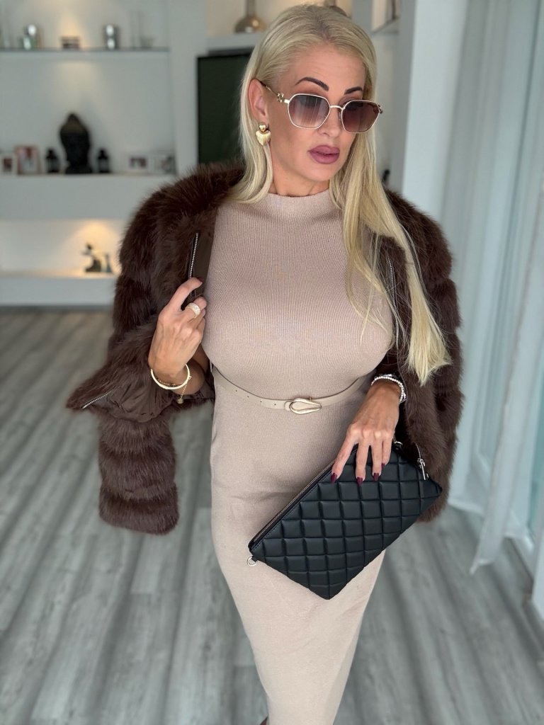 BELLAMY kötött ruha barna  C5007
