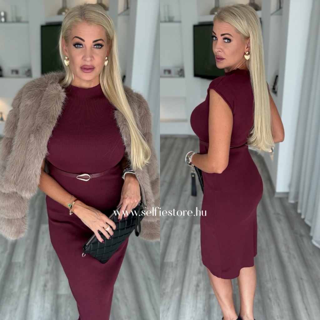 BELLAMY kötött ruha burgundi  C5007