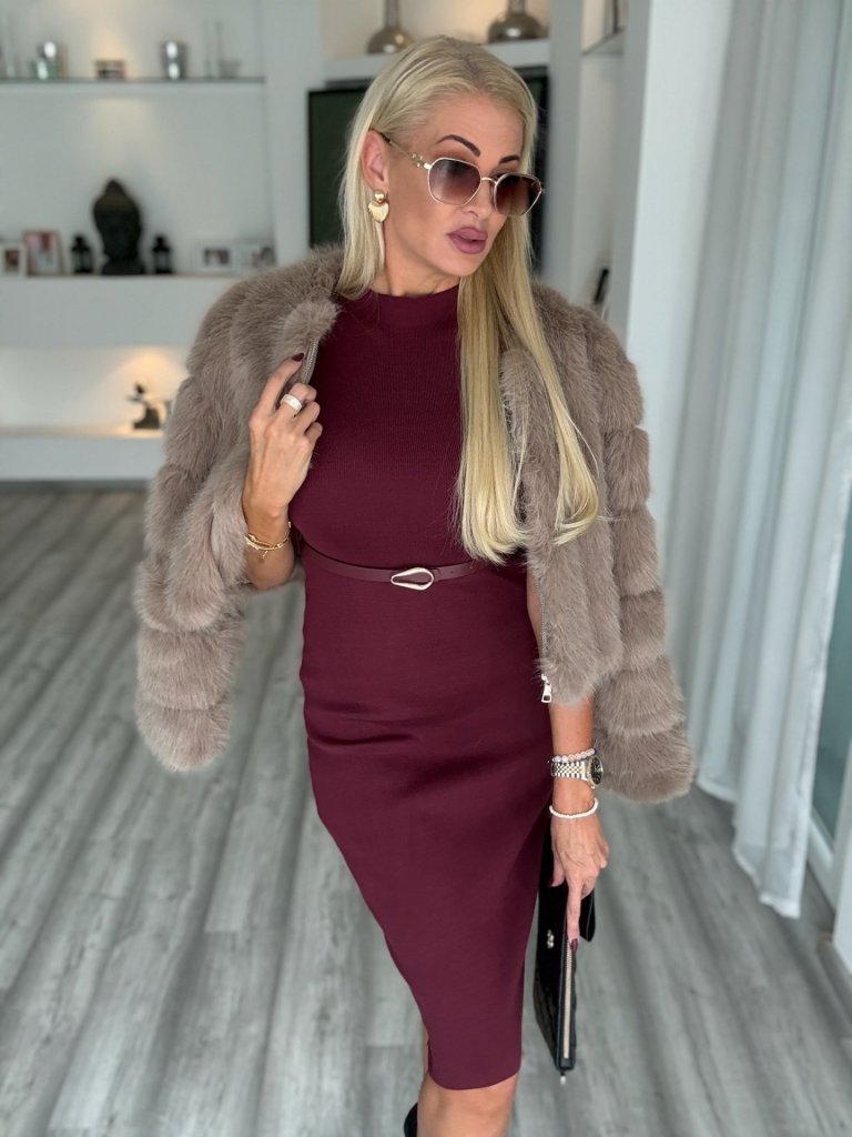 BELLAMY kötött ruha burgundi  C5007