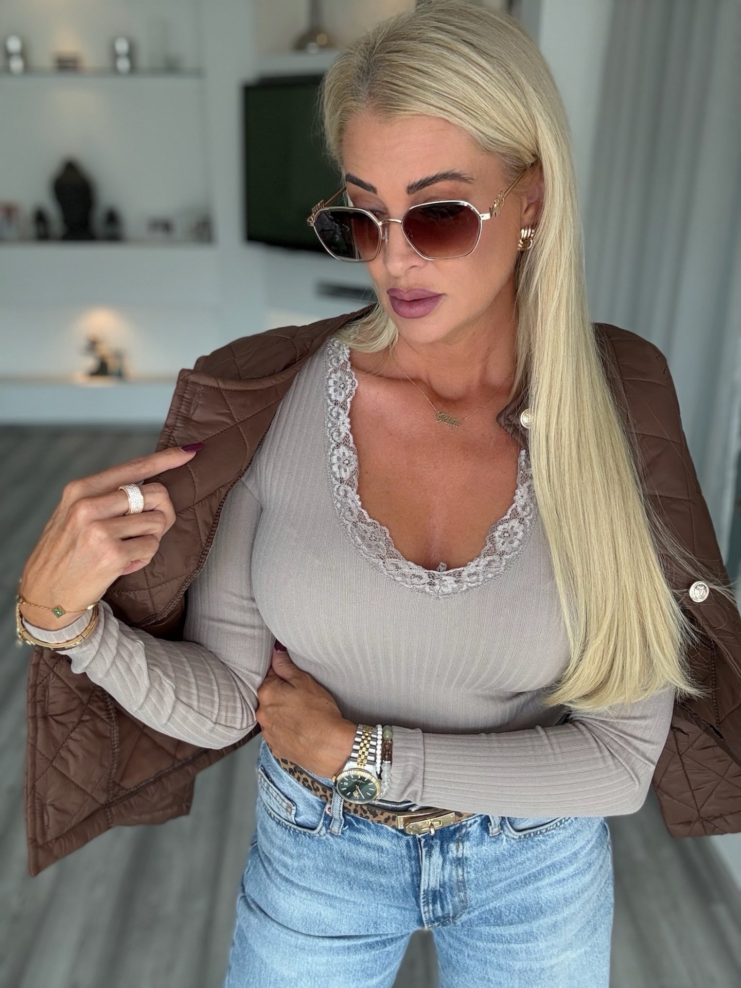 AMORE bordázott felső fangó