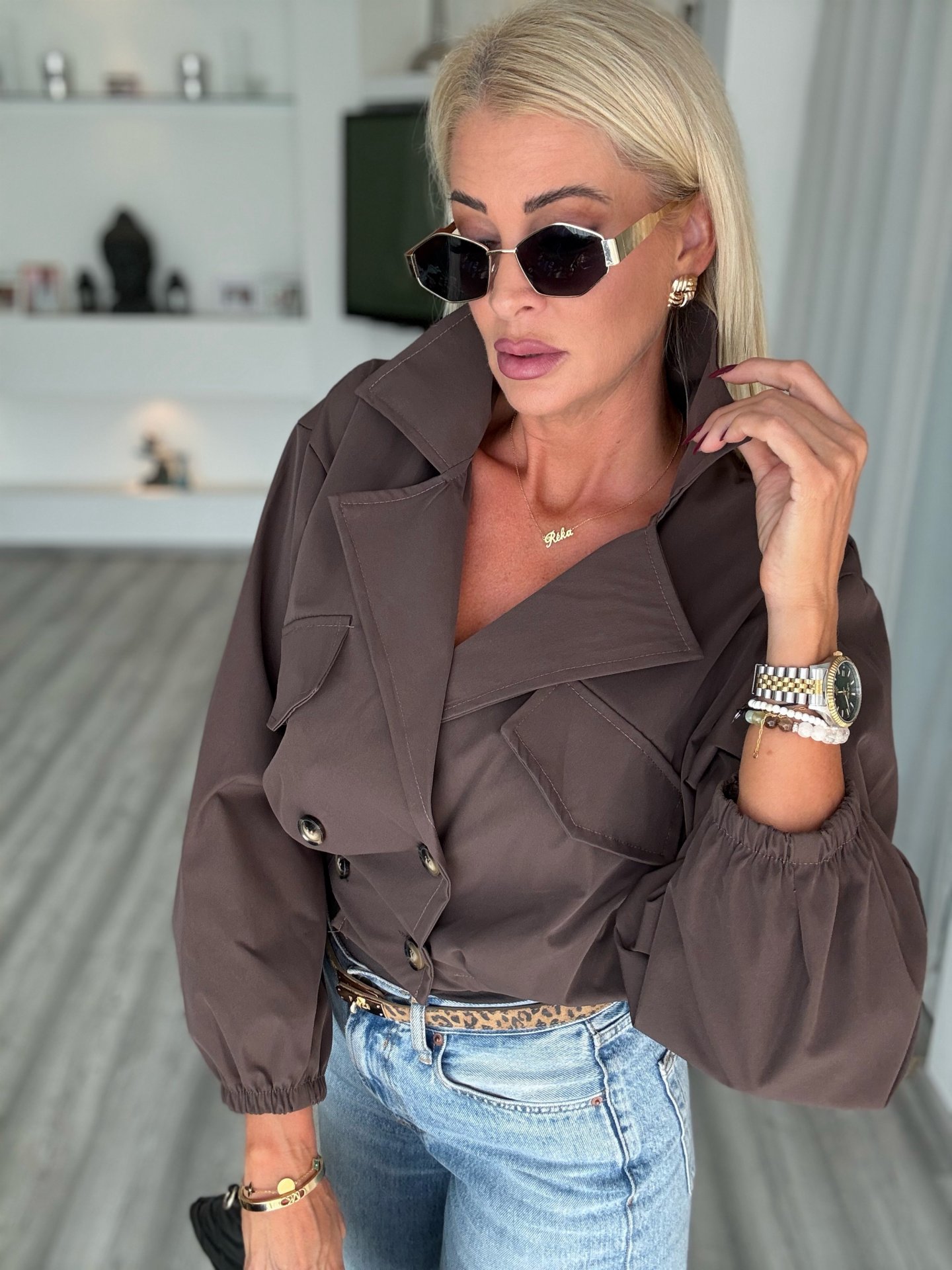 VICTORIA crop trench kabi csokoládé 