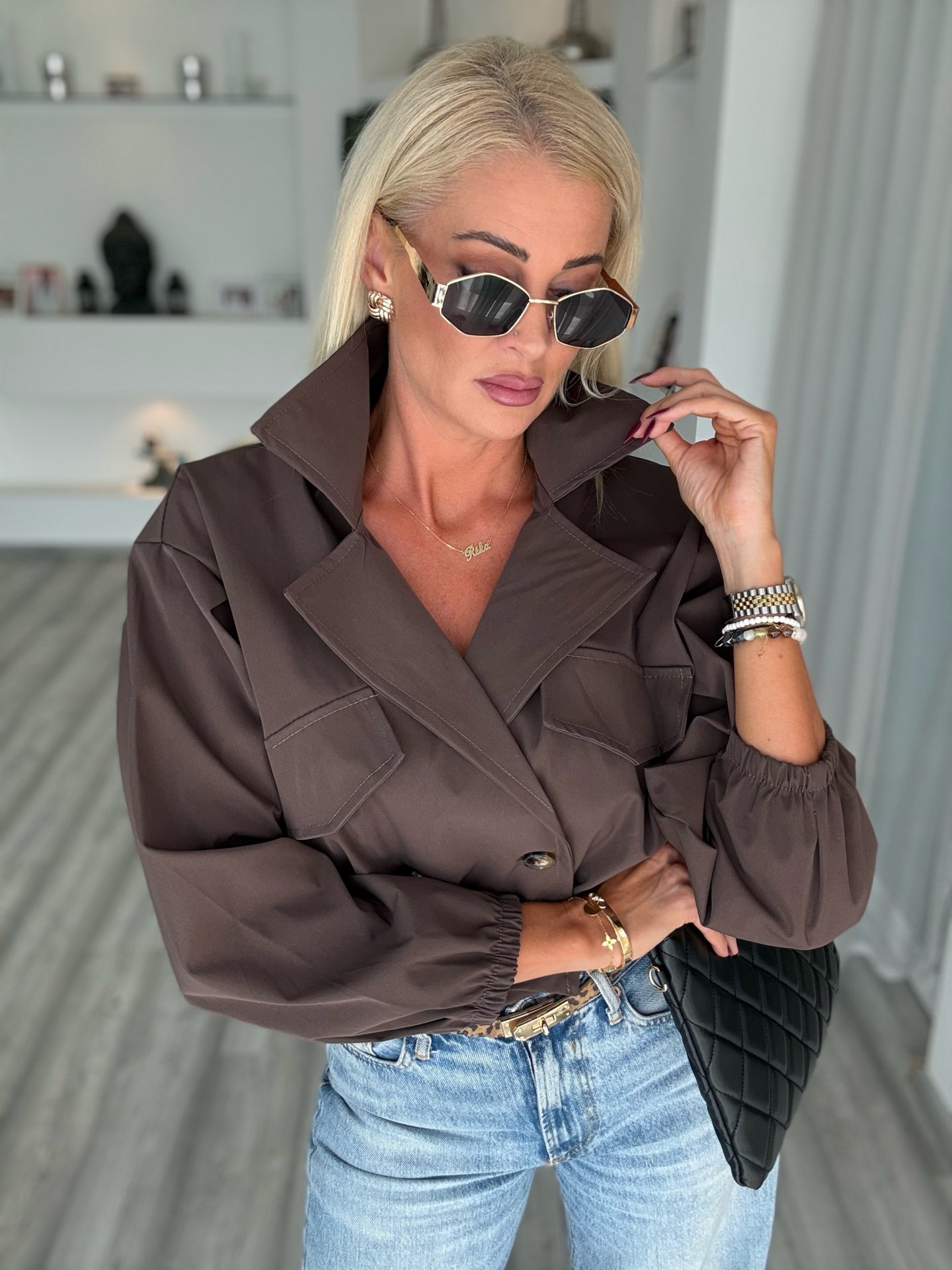 VICTORIA crop trench kabi csokoládé 