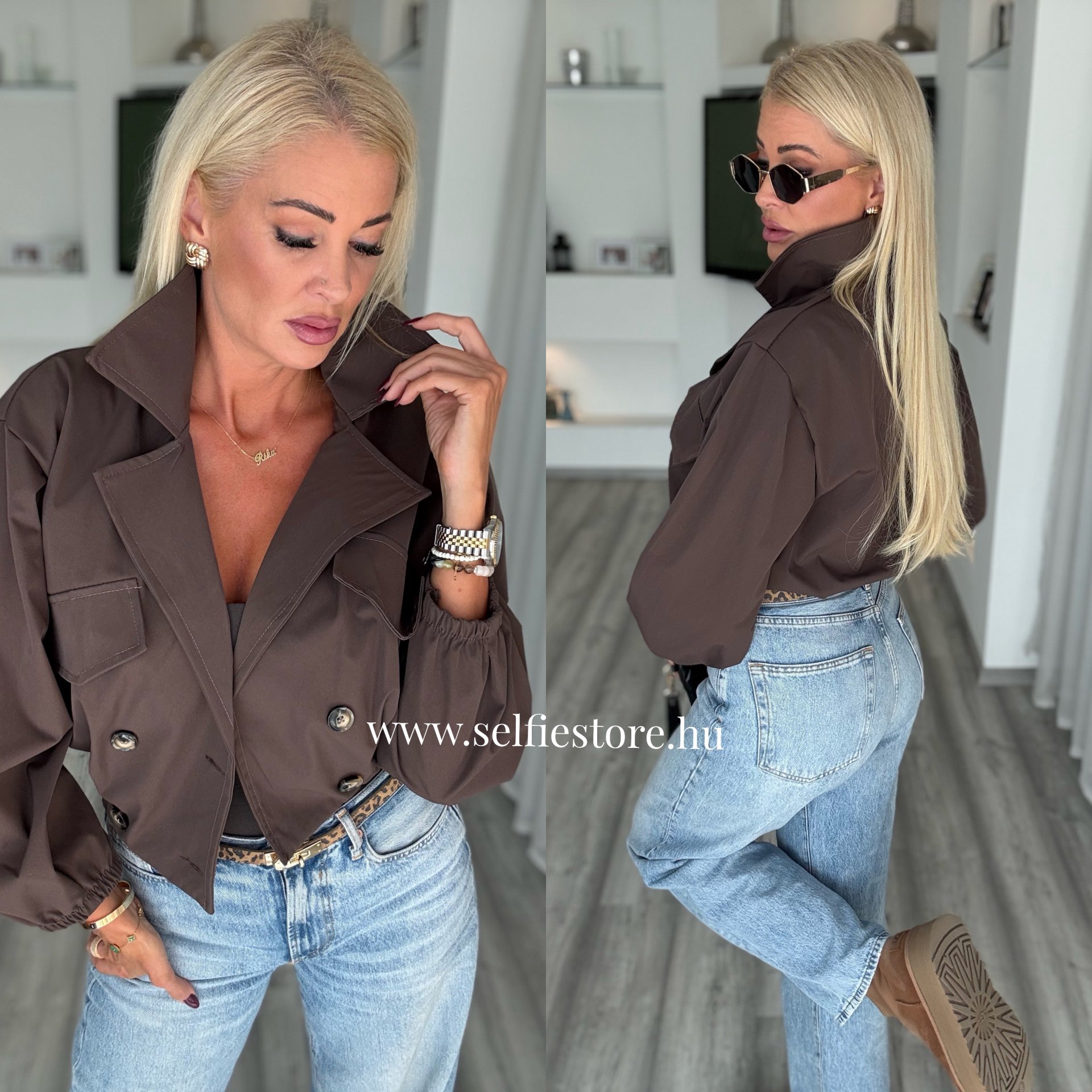 VICTORIA crop trench kabi csokoládé 