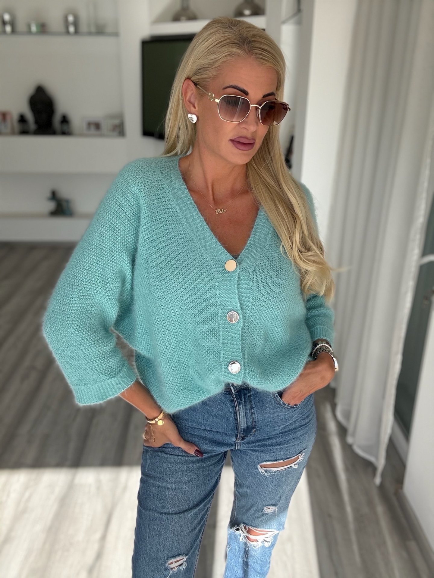 LUNELLE kardigán türkiz