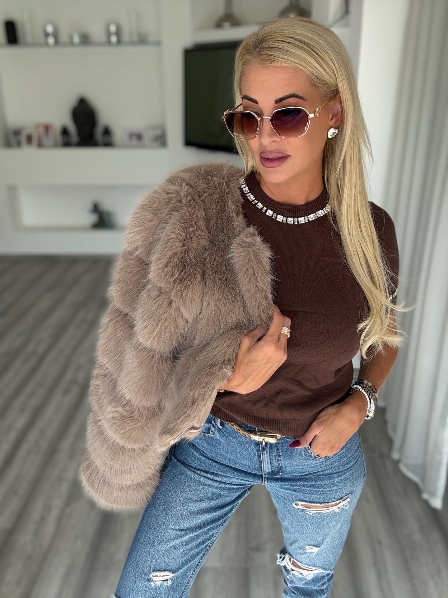 GISELLE kötött felső csokoládé