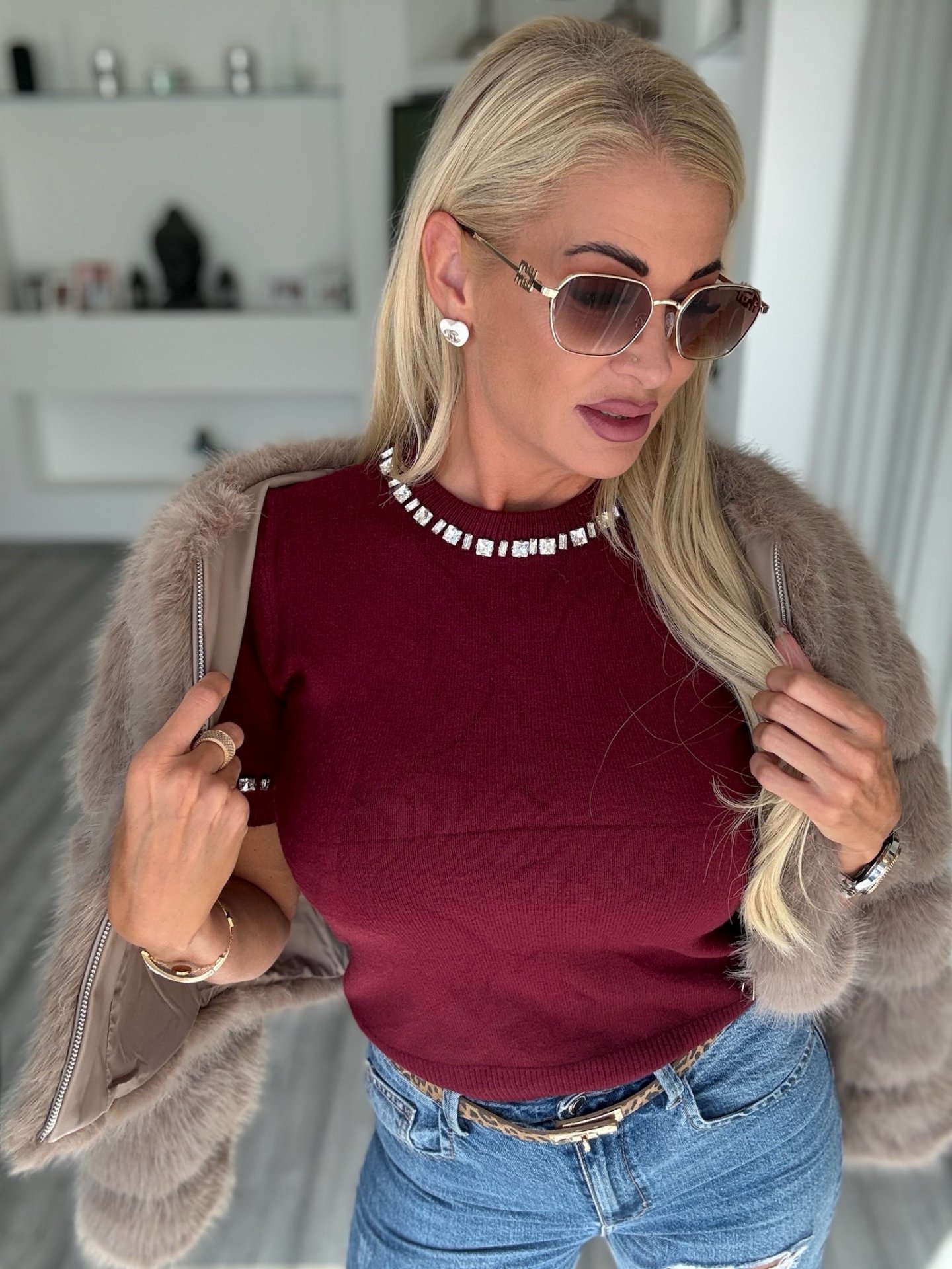 GISELLE kötött felső bordó