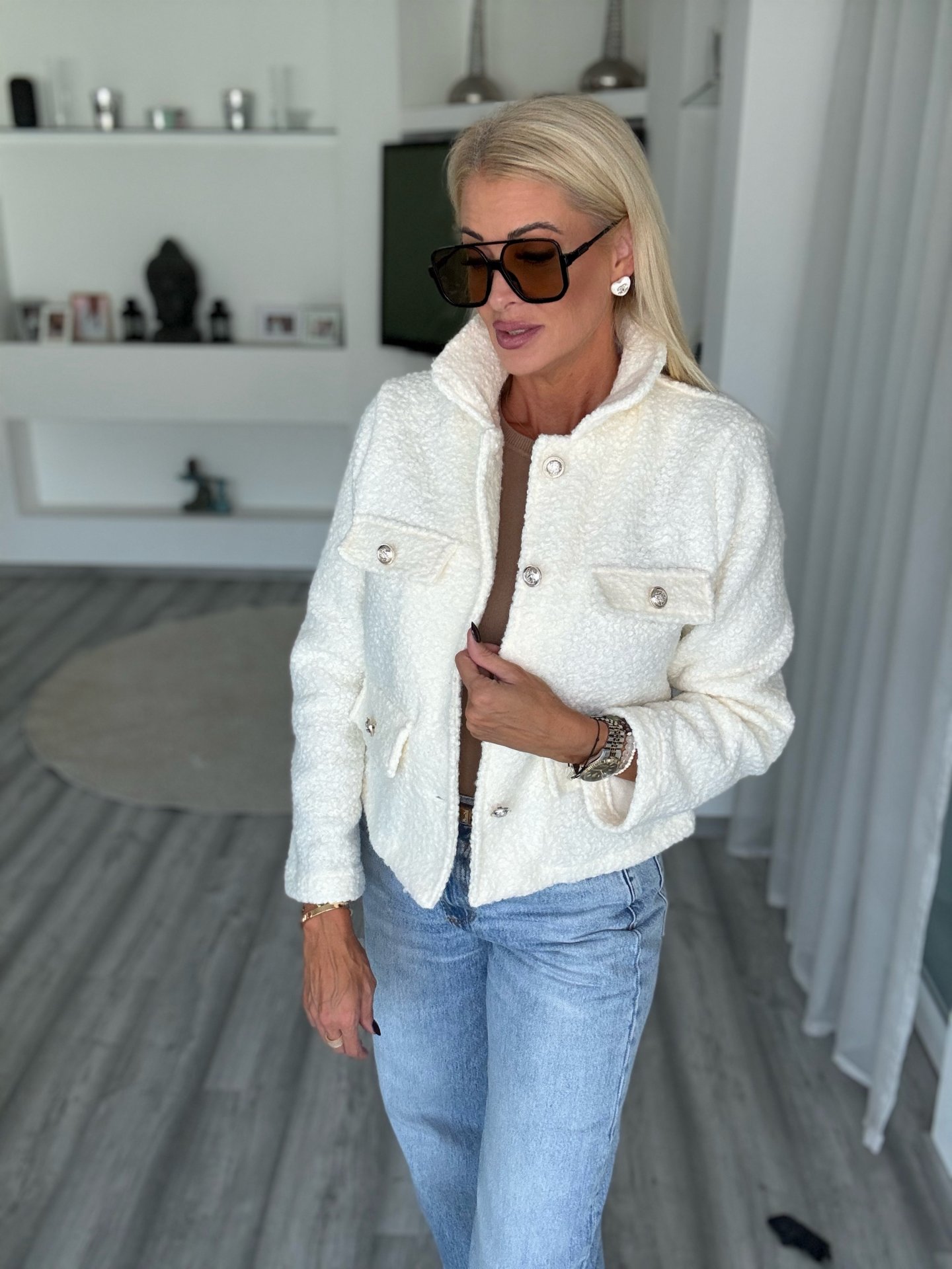 COCO tweed kabát fehér 