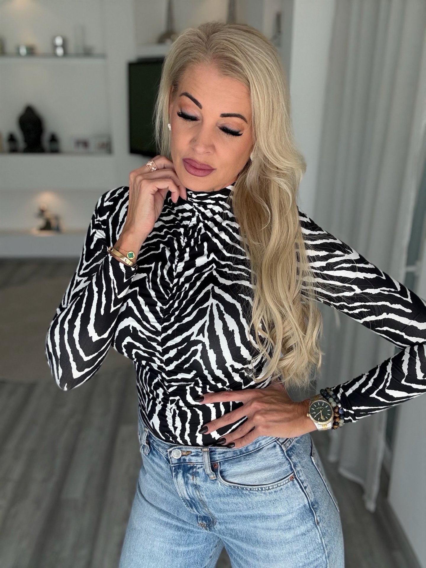 SIREN félgarbós felső zebra