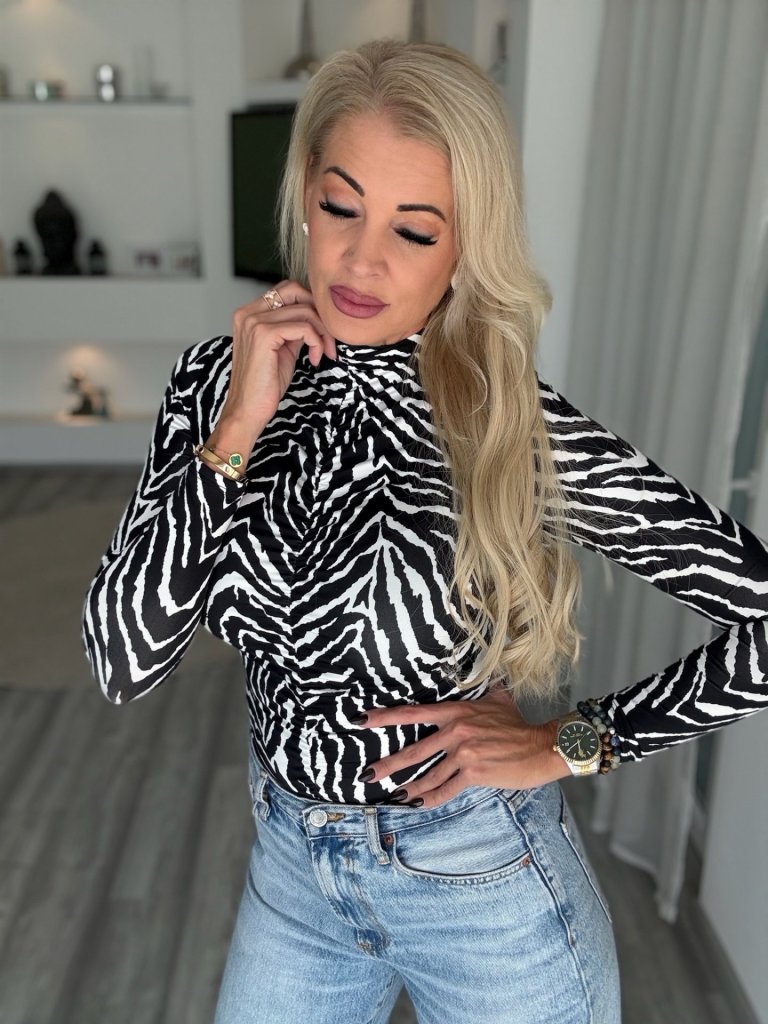 SIREN félgarbós felső zebra