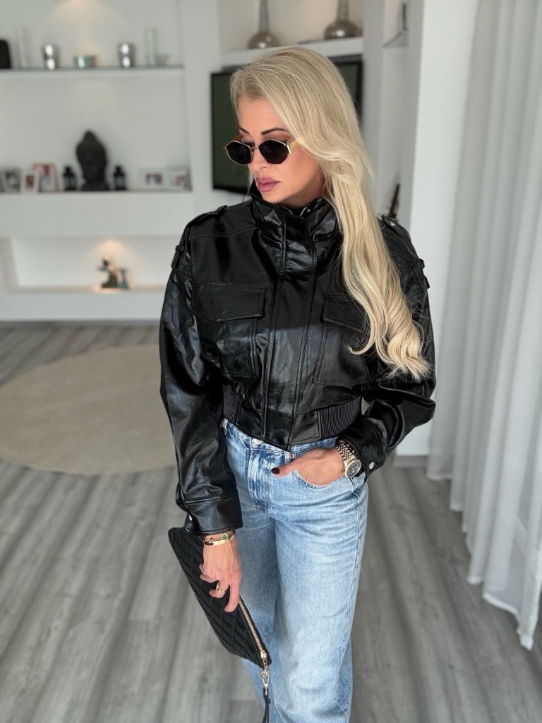 TROOPER műbőr dzseki fekete