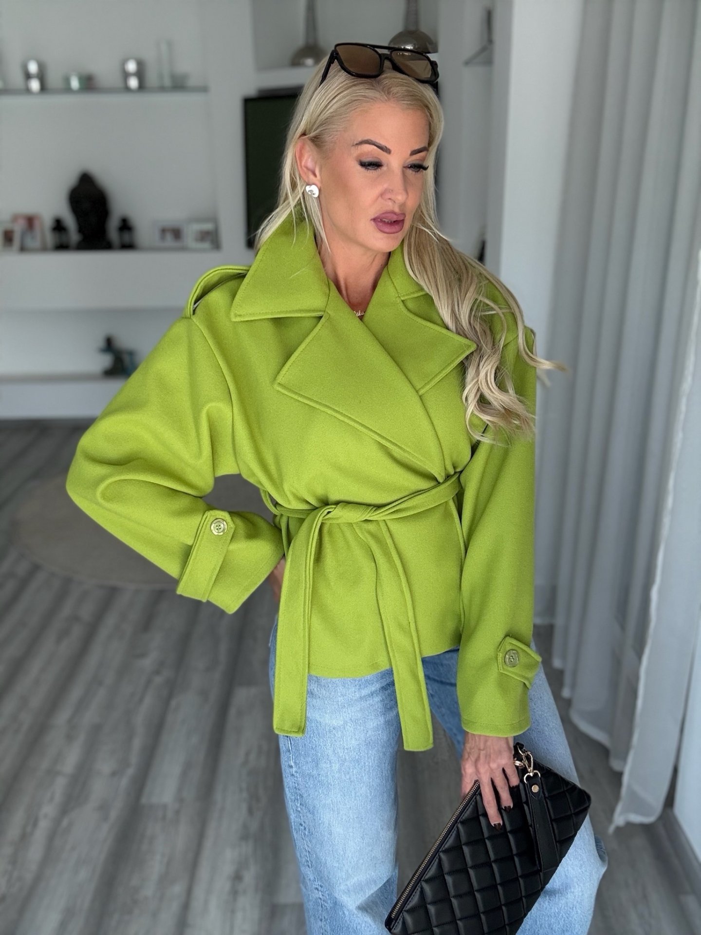CORINNE szövetkabát pisztácia