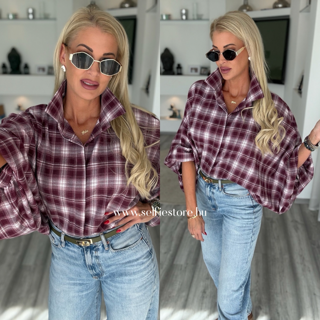 HEATHER kockás ing bordó